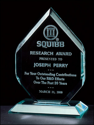 3/4" thick polished acrylic award on acrylic base