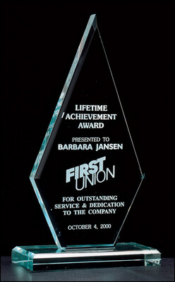 3/4" thick polished acrylic award on acrylic base