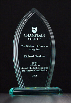 3/4" thick polished acrylic award on acrylic base