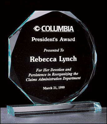 3/4" thick acrylic award on acrylic base