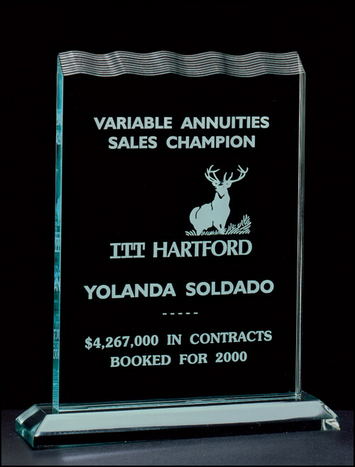 3/4" thick polished acrylic award on acrylic base