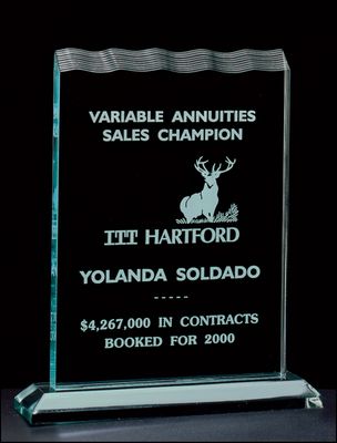 3/4" thick polished acrylic award on acrylic base