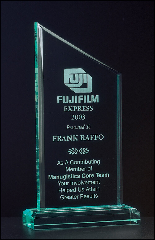 3/4" thick acrylic award on acrylic base
