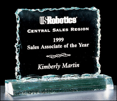 3/4" thick acrylic award on acrylic base