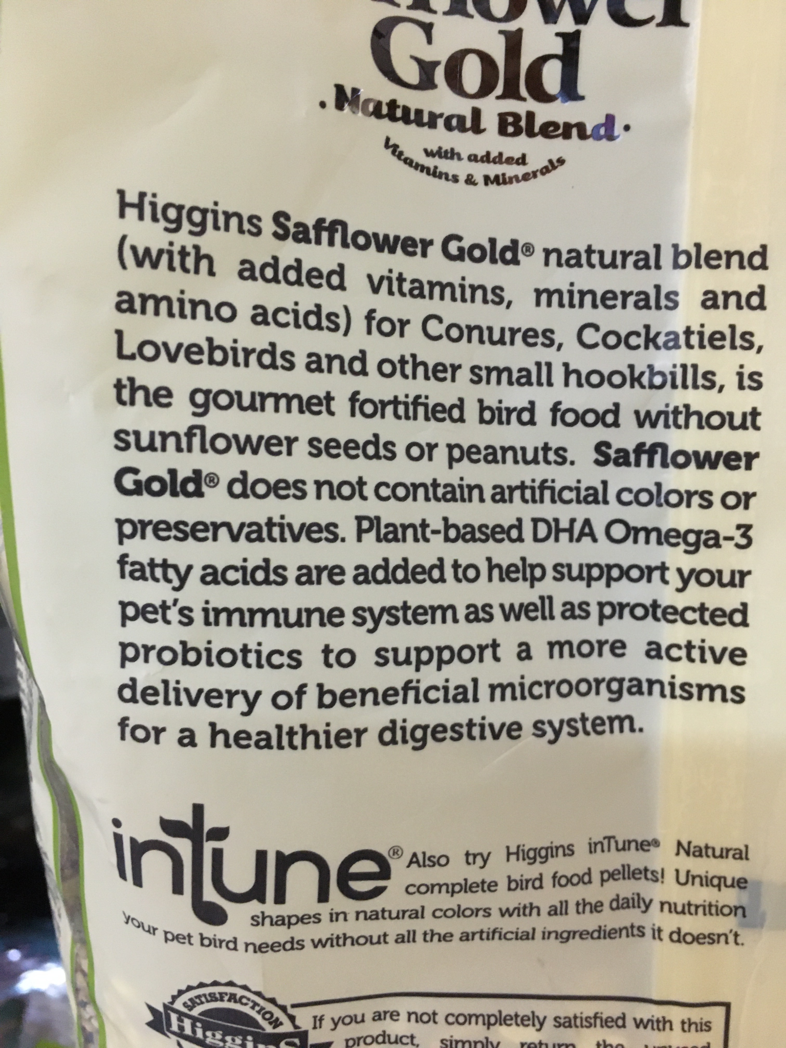 3lb Safflower Gold Conure/Cockatiel