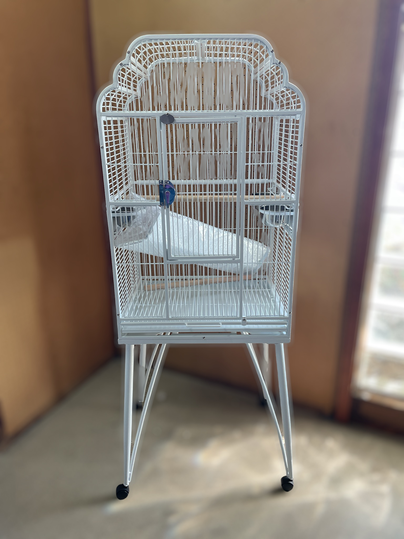 B-2217 White Victorian Open Top Cage