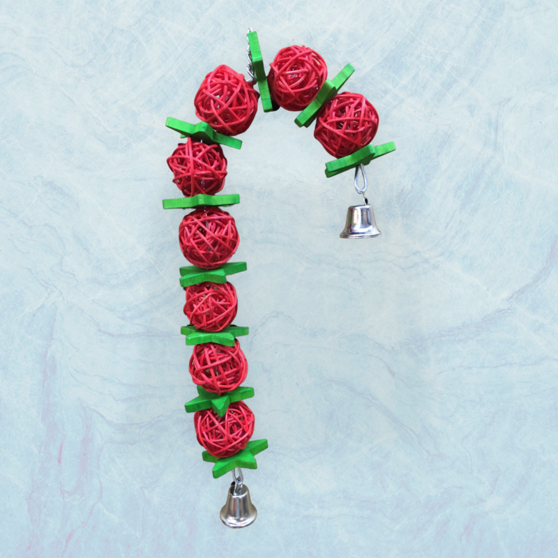 Holiday Wicker Ball Candy Cane