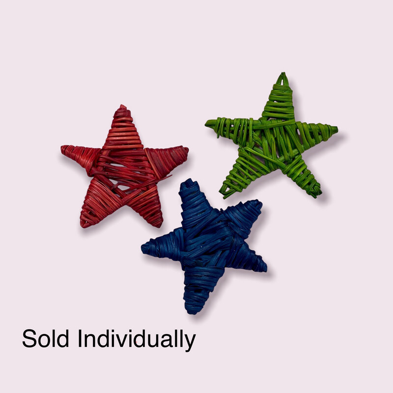 Colored Wicker Star 2" Bird Toy