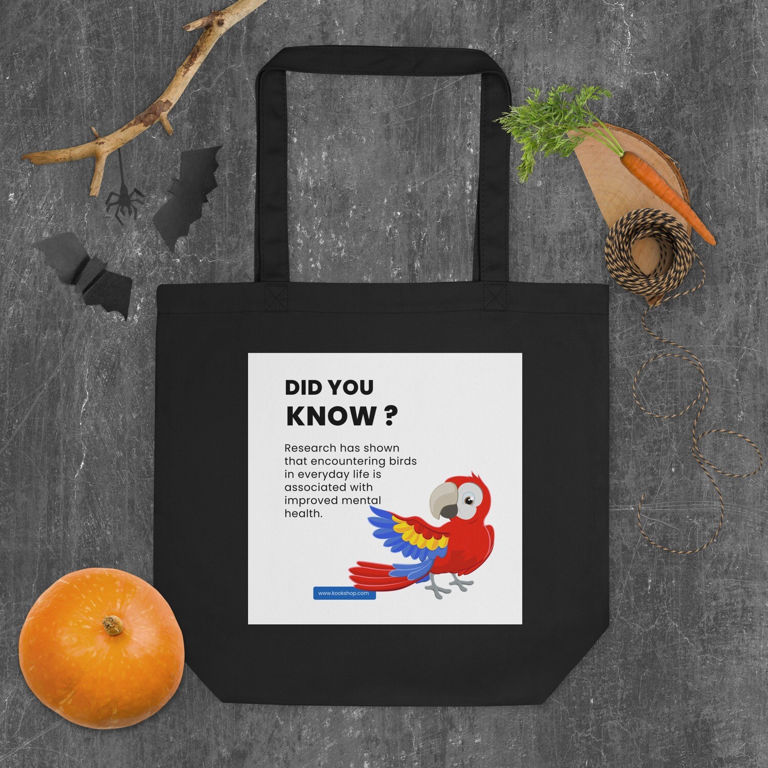 Eco Tote Bag - Birds & Mental Health, Color: Black