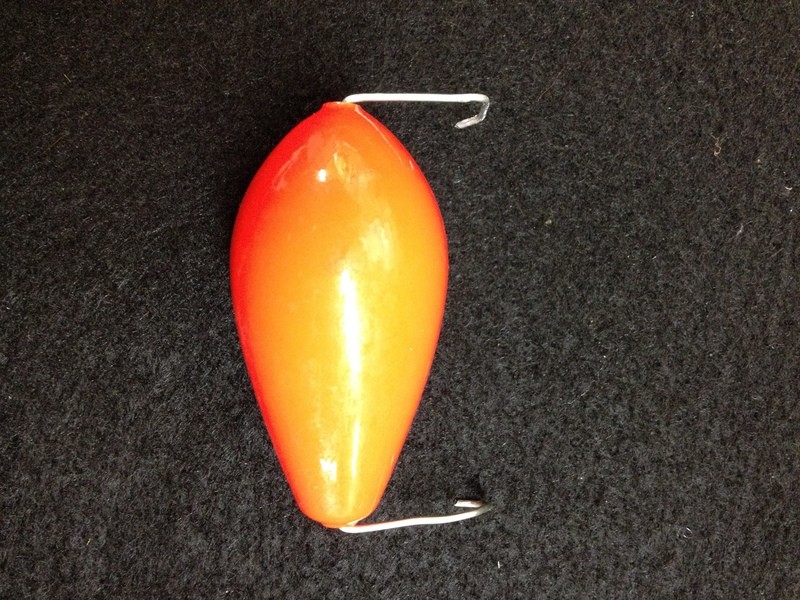 AF Balsa Wood Orange Bobber with hooks