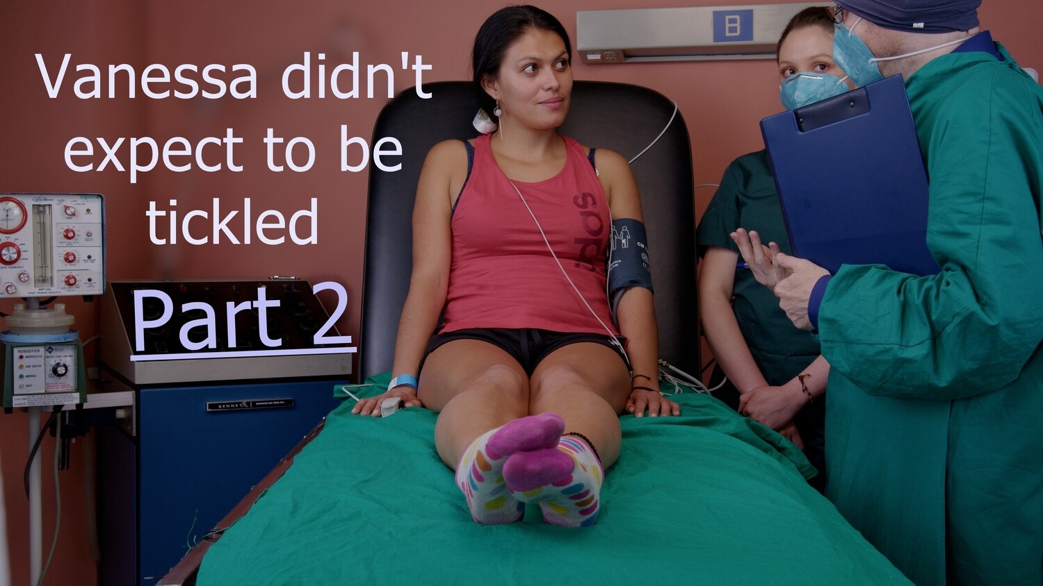 Part 2: Vanessa didn&#39;t expect to be tickled. 4K MF-F in a real hospital