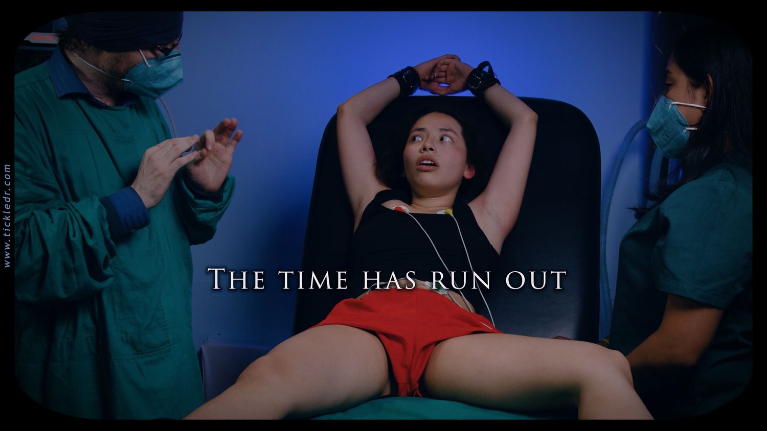 Emilia brutally tickled AFTER the session. It's over, but Jane attacks her again (F/F). She begs: 'Time Is Up, Please Stop, I Beg You.'