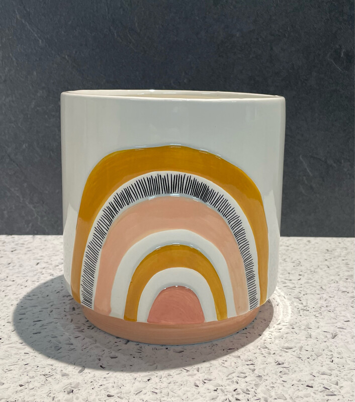 Woodstock Rainbow Medium Planter - Mustard 17cm h x 17.5cm w