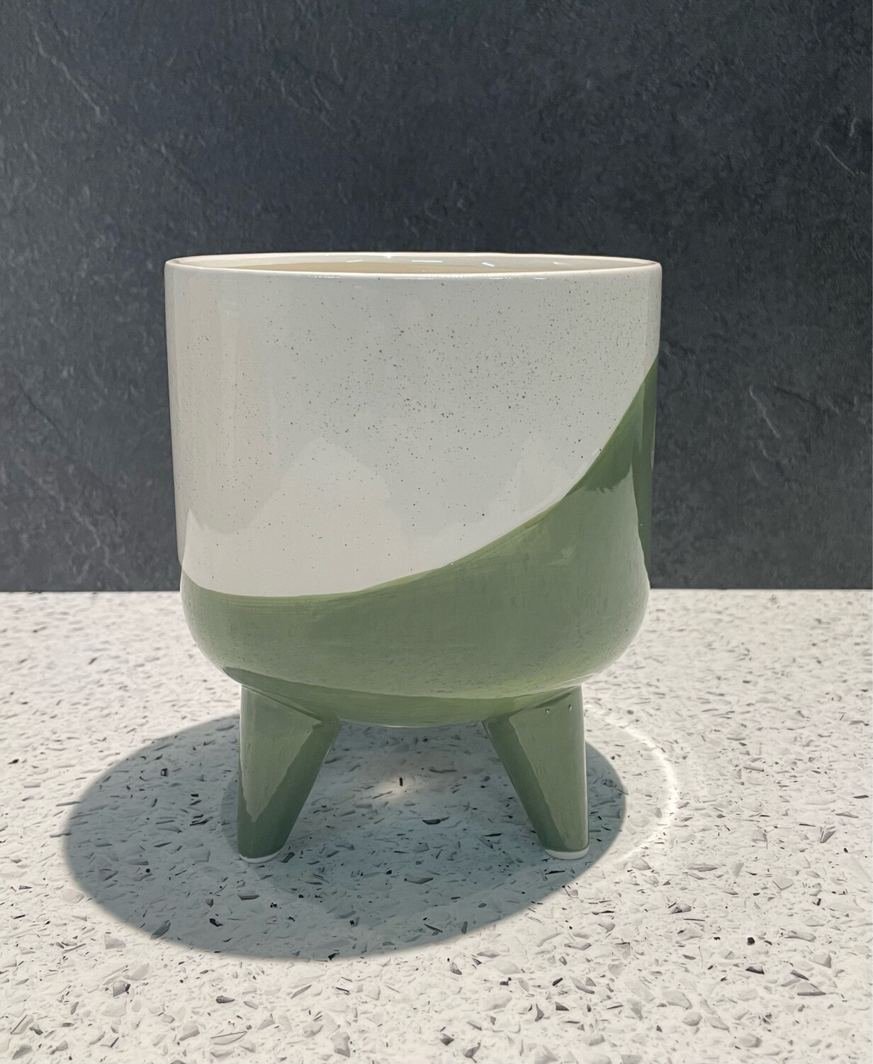 Avery Dot Small Planter with Legs - Green 16cm h x 14cm w