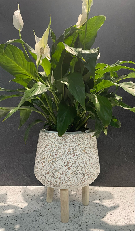 Terrazzo Planter With Legs -Orange / Pink 25cm h x 20cm w