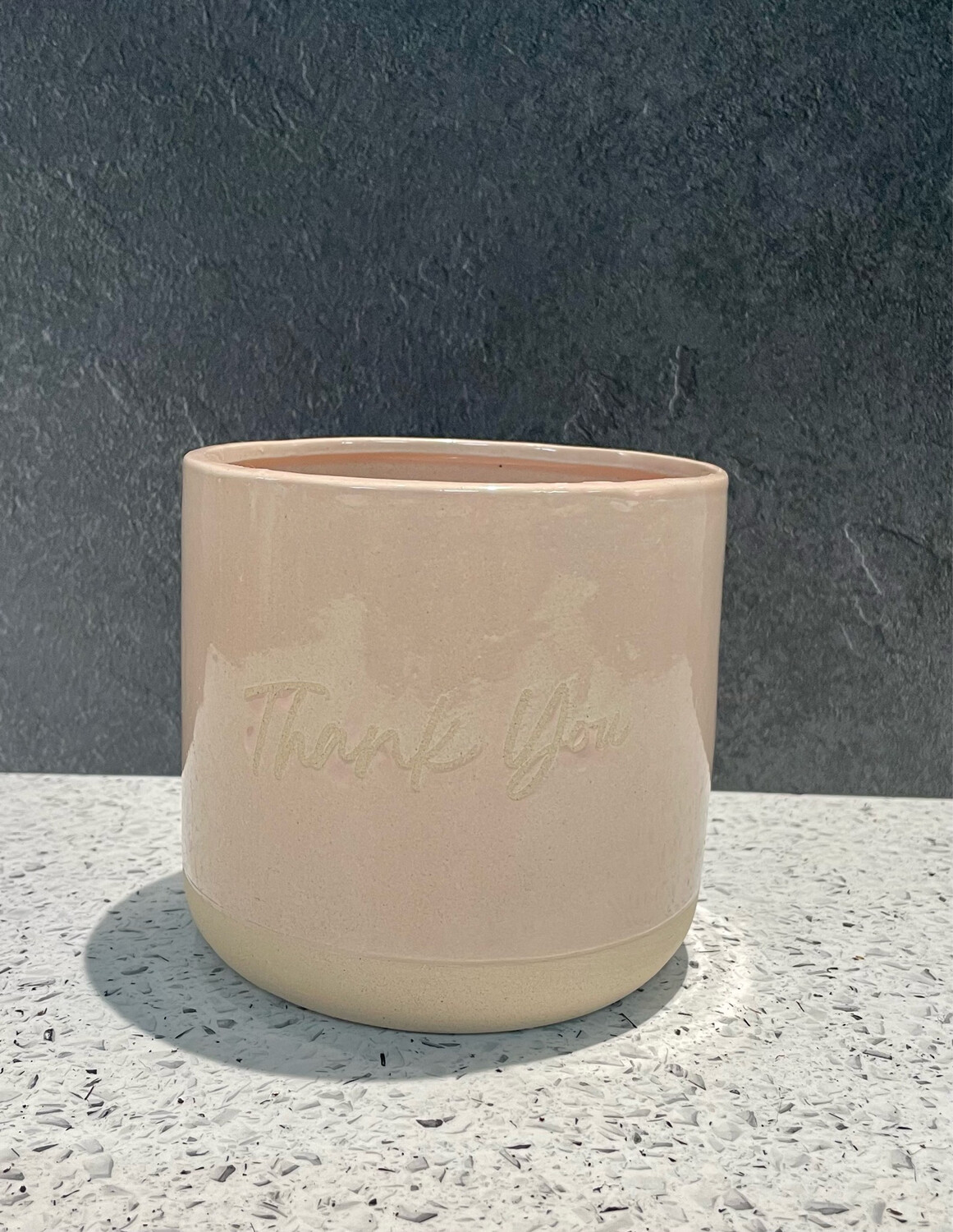 Thank You Small Planter - Pink Sand - 13cm h x 14cm w