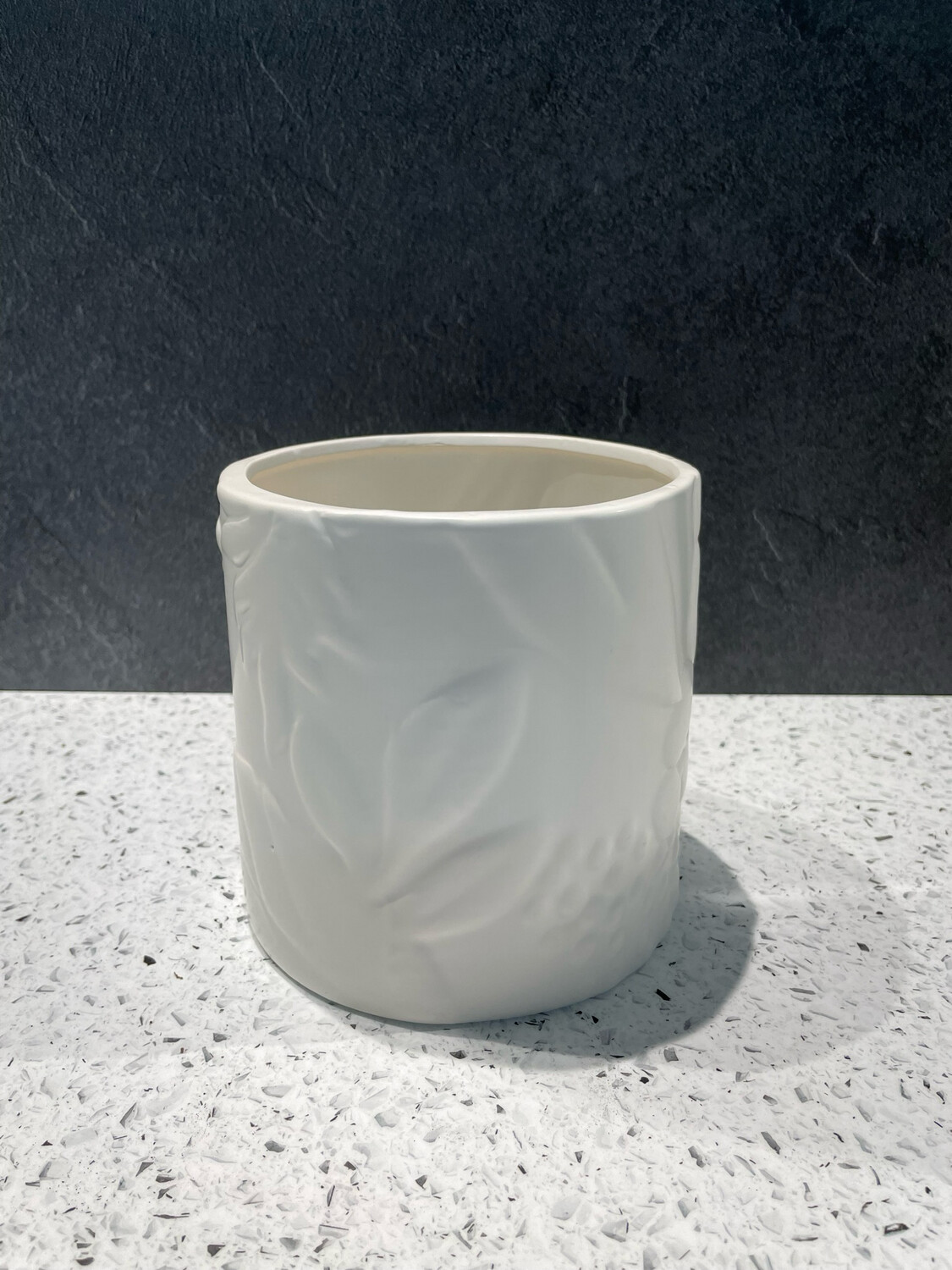 Caprice Foliage Medium Planter - Snow - 14cm H x 14cm W