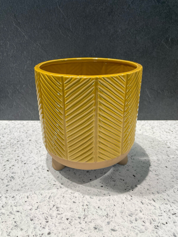 Zari Large Planter Mustard - 18cm H x 17.5cm W