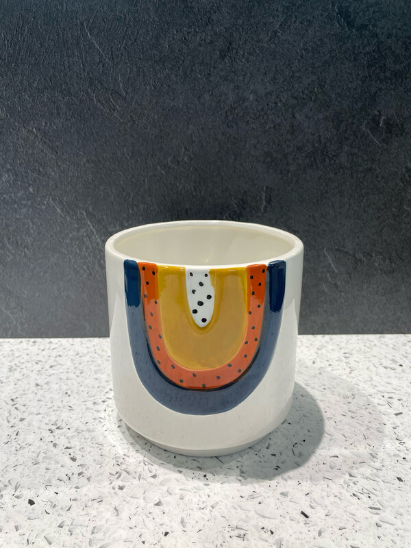 Woodstock Rainbow Small Planter Blue & Terracotta Small - 13cm H x 13cm W Woodstock Rainbow Small Planter Blue & Terracotta Small - 13cm H x 13cm W