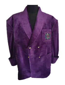 Purple Omega Smoking Jacket 100% Velvet + Purple Necktie - Sizes 32-64