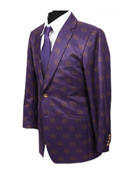 Purple Omega Blazer with Old Gold Double Hooks + Purple Necktie (80% Wool/ 20% Cotton) - Sizes 32-64