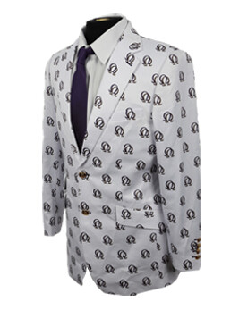 White Omega Blazer with Purple-Old Gold Double Hooks + Purple Neckties (80% Wool/ 20% Cotton) - Sizes 32-64