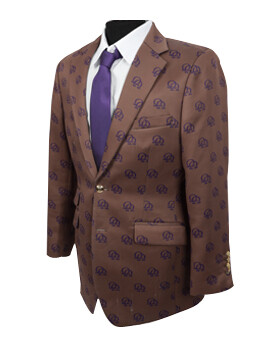 Old Gold Omega Blazer with Purple Double Hooks + Purple Necktie  (80% Wool/ 20% Cotton) - Sizes 32-64