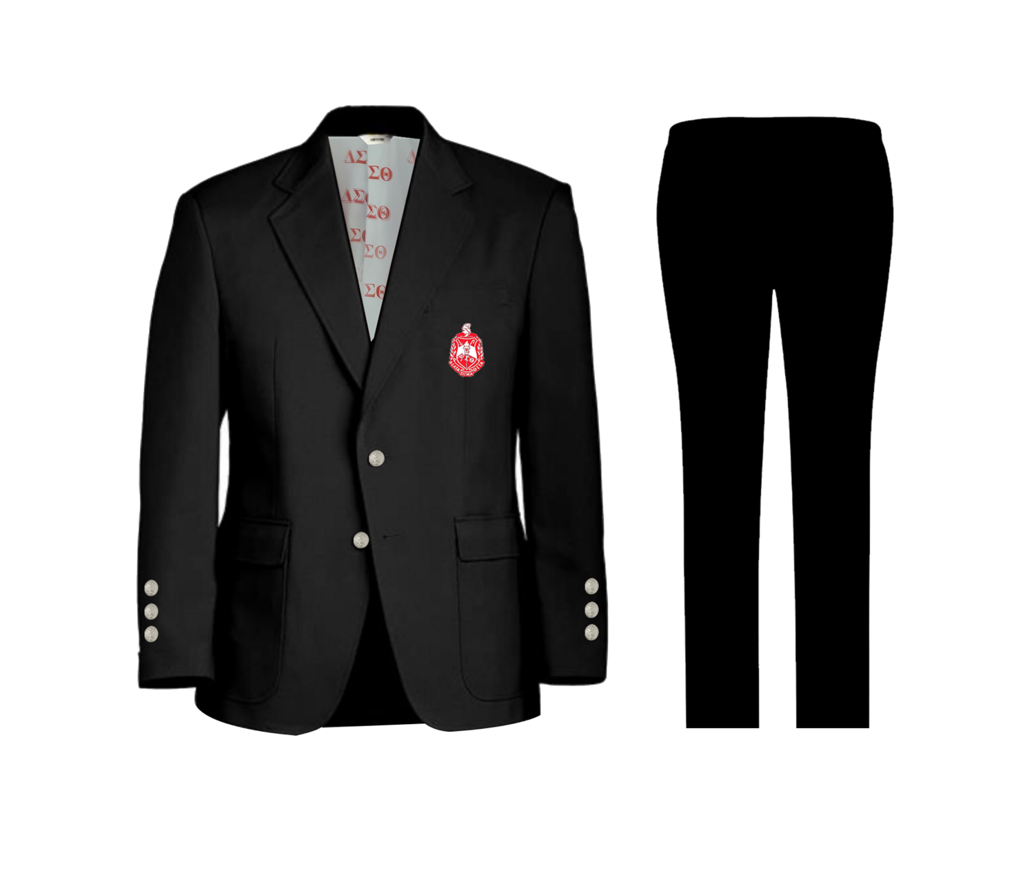 Black Delta Suit (100% Wool -Super 180) Sizes 28-50