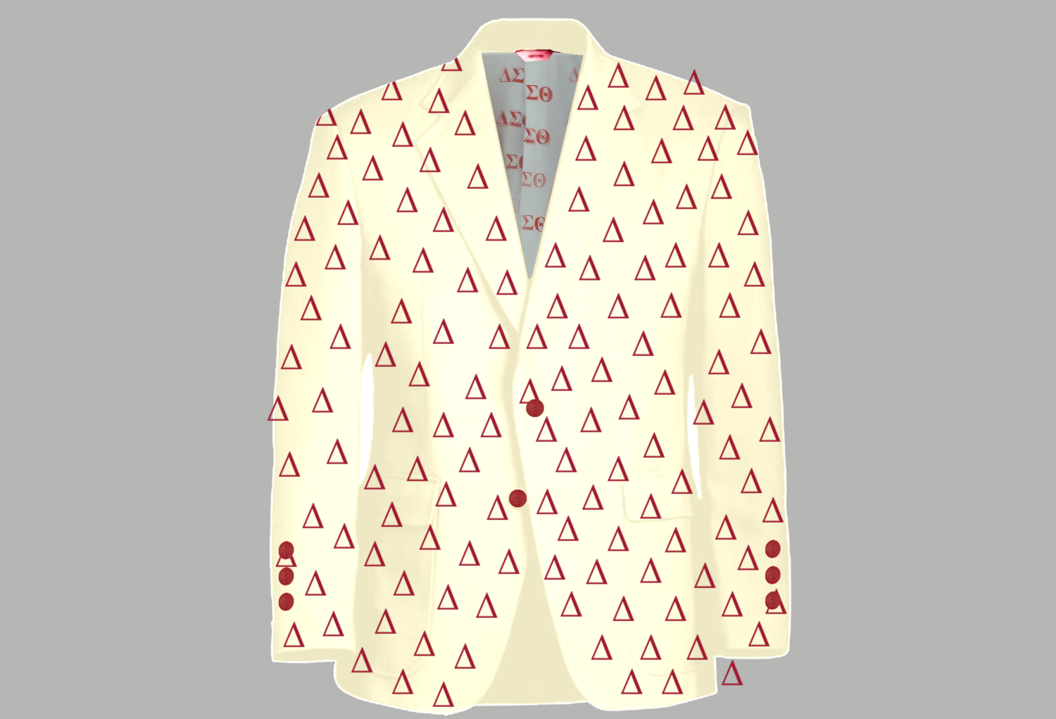 Cream with Crimson Delta Symbols Delta Blazer (Wool/Cotton Blend) Sizes 28-50