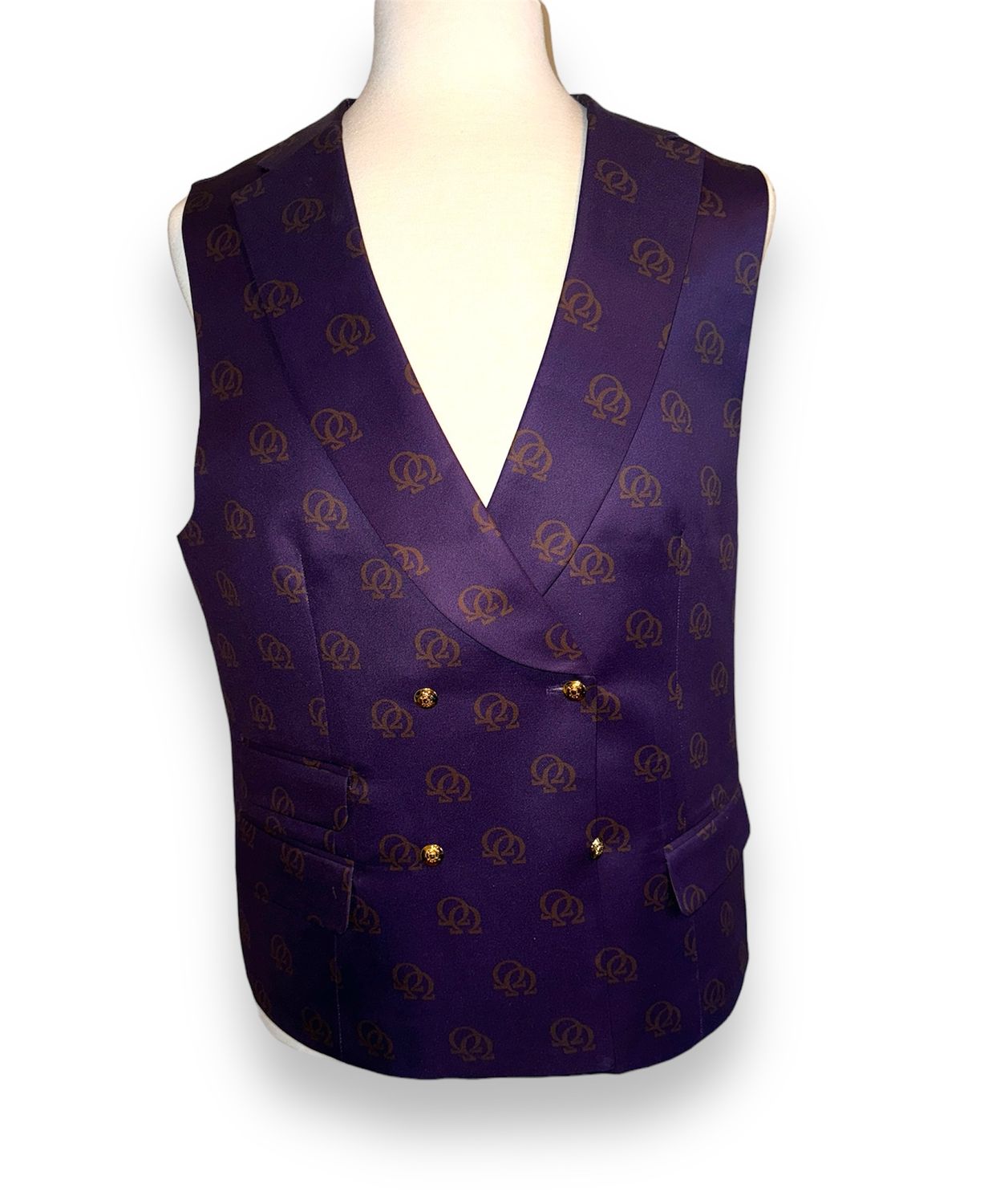 Purple  Omega Vest with Old Gold Double Hooks (80% Wool/ 20% Cotton) - Sizes 32-64