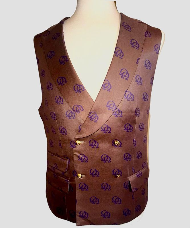 Old Gold Omega Vest with Purple Double Hooks (80% Wool/ 20% Cotton) - Sizes 32-64