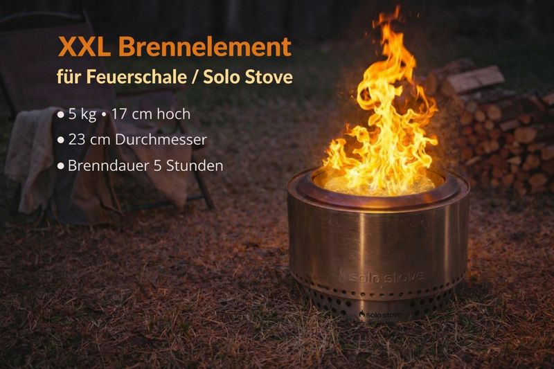 „Zwerg" - XXL Brennelement für Feuerschale /Feuerkorb & Solostove