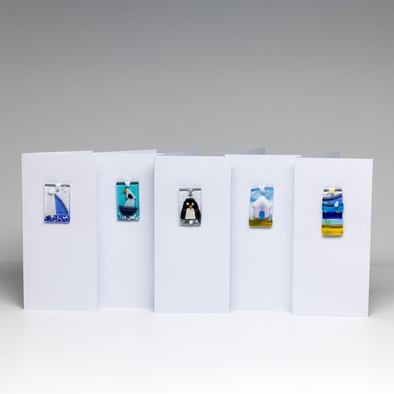 5x Coastal inspired keepsake cards