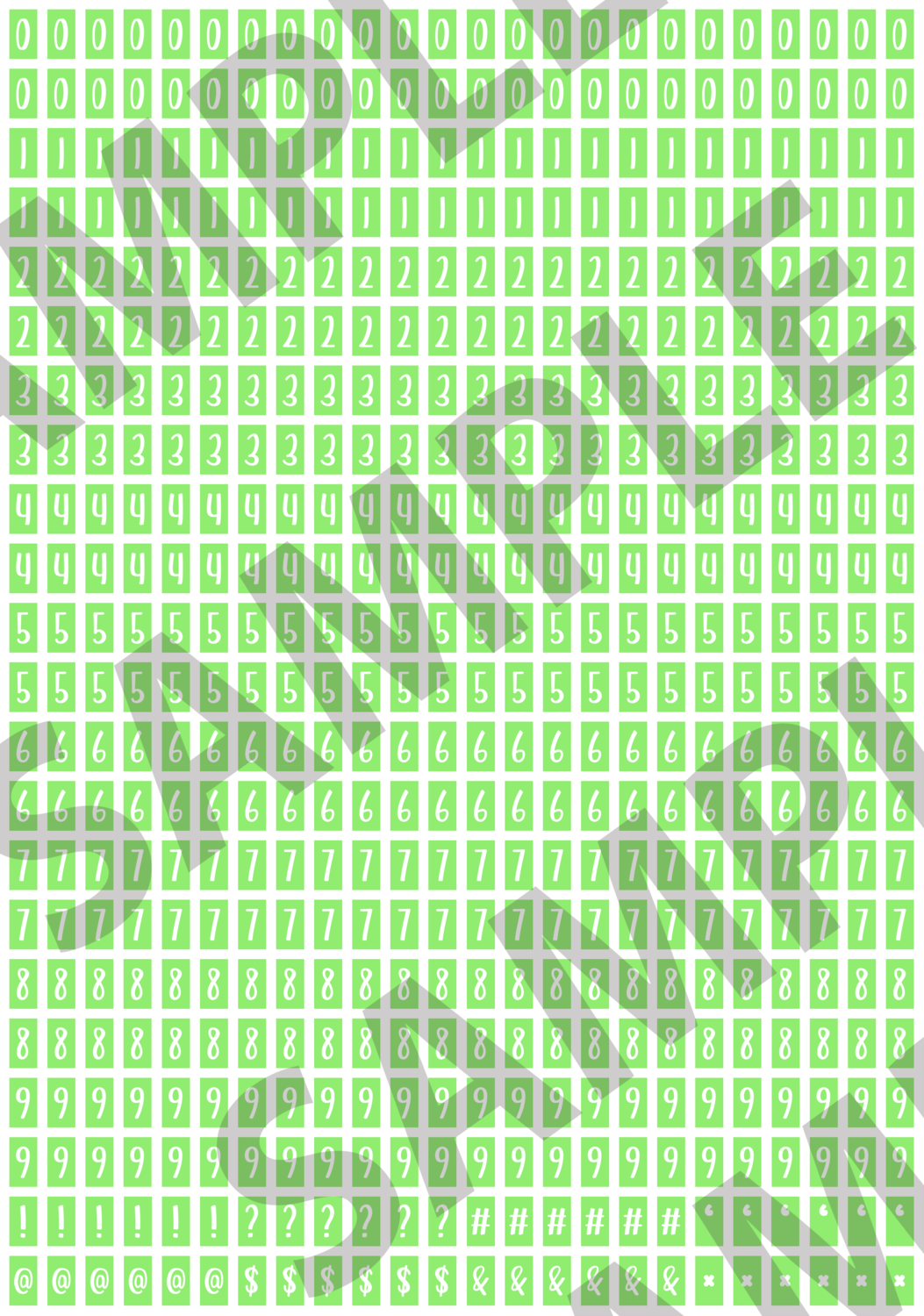 White Text Green 1 - 'Feeling Good' Tiny Numbers