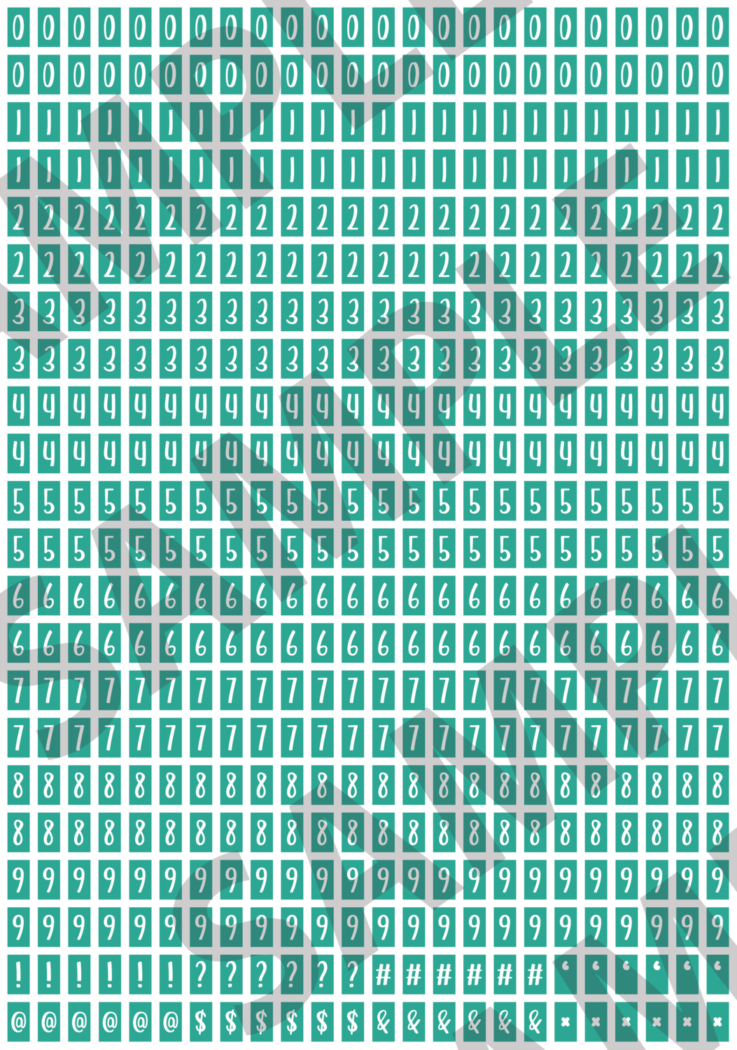 White Text Turquoise 2 - 'Feeling Good' Tiny Numbers