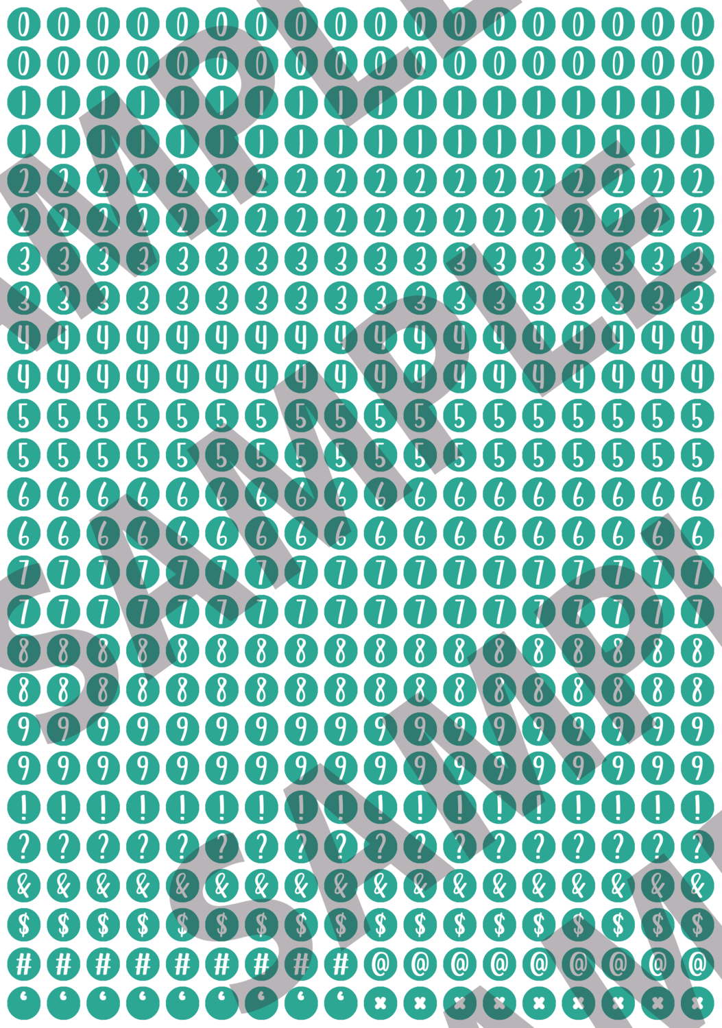 White Text Turquoise 2 - 'Feeling Good' Circle Numbers