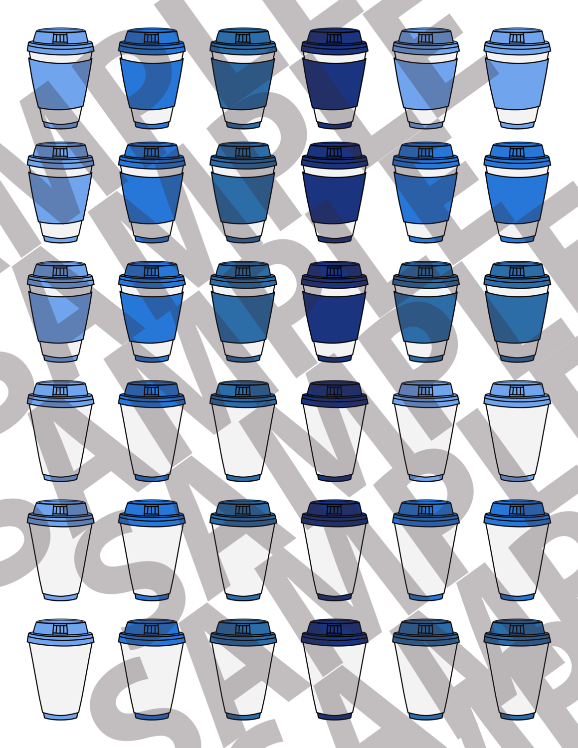 Blue - 1.5 Inch Coffee Cups