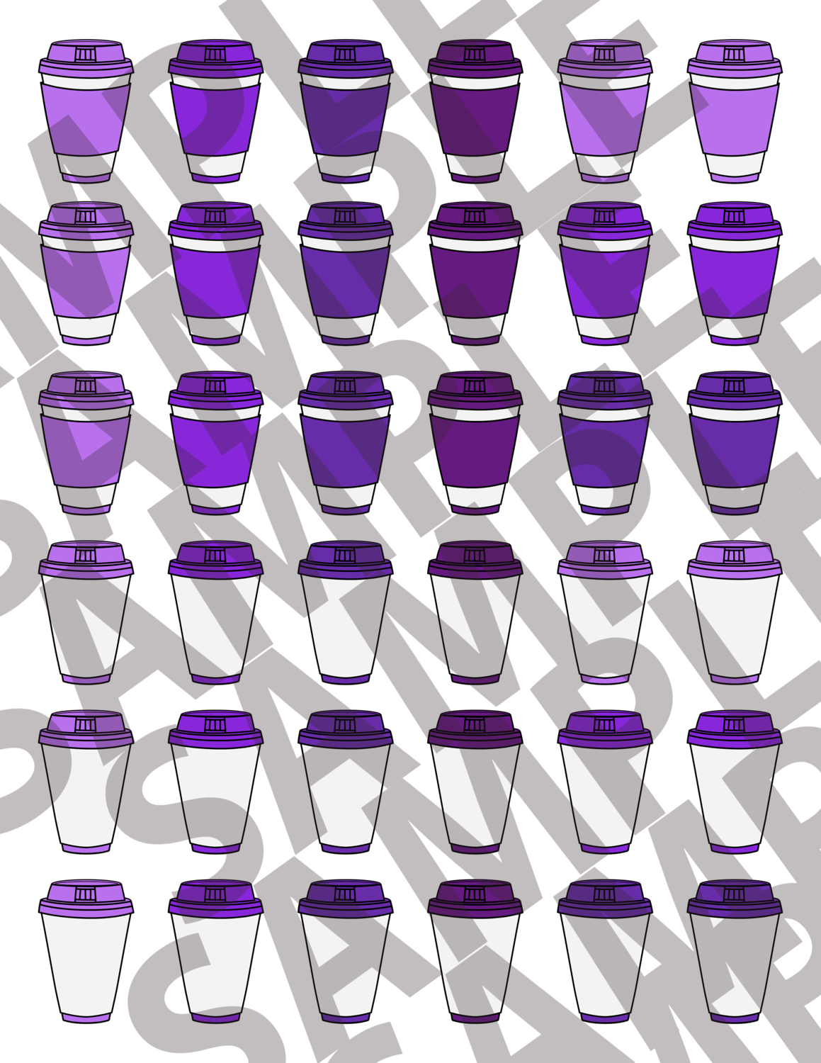 Purple - 1.5 Inch Coffee Cups