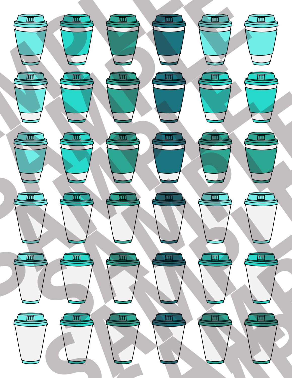 Turquoise - 1.5 Inch Coffee Cups