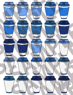 Blue - 2 Inch Coffee Cups