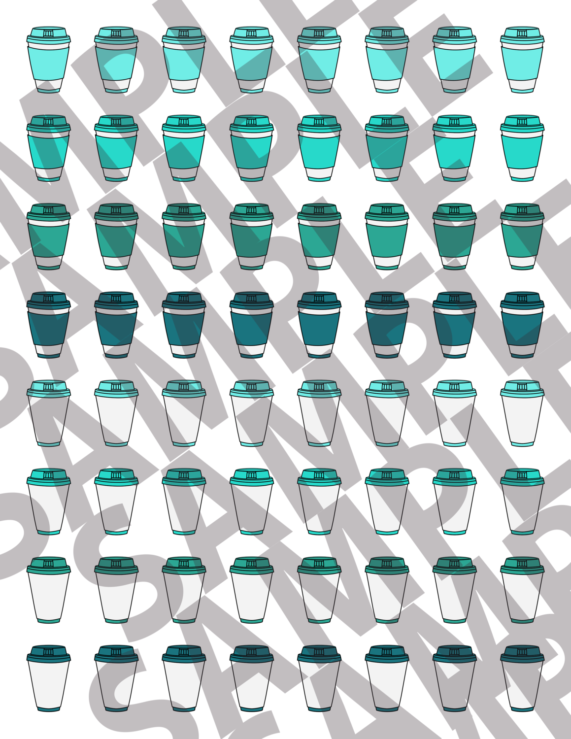 Turquoise - 1 Inch Coffee Cups