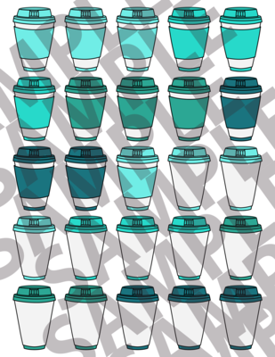 Turquoise - 2 Inch Coffee Cups