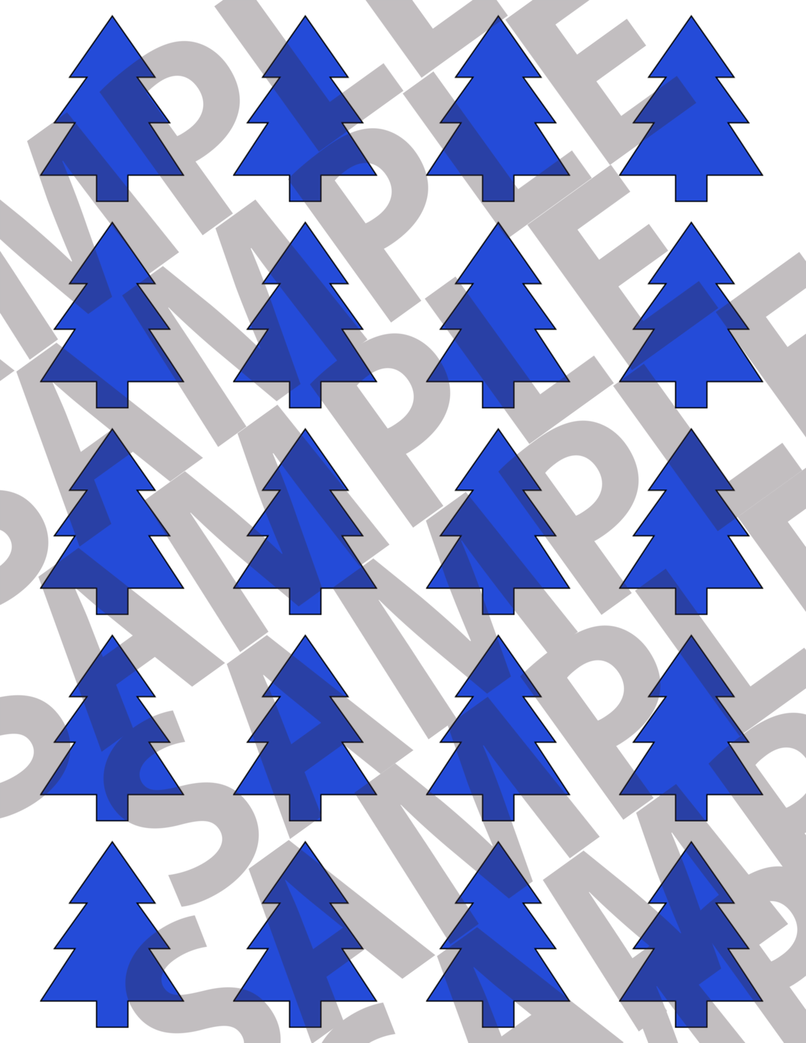 Blue - 2 Inch Simple Trees