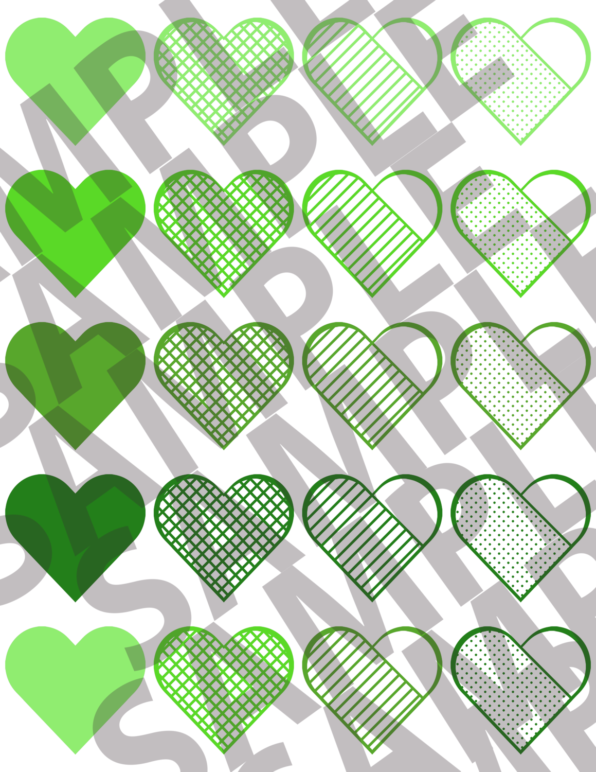 Green - 2 Inch Hearts