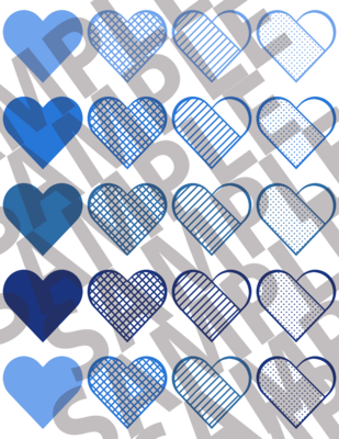Blue - 2 Inch Hearts
