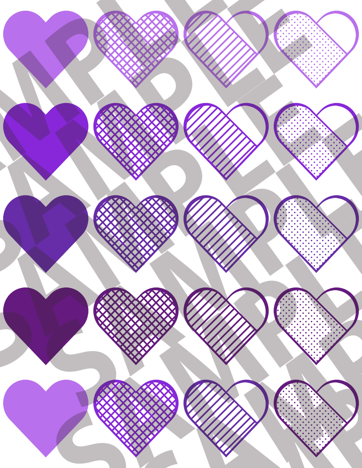 Purple - 2 Inch Hearts