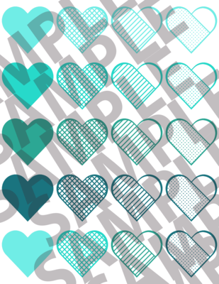 Turquoise - 2 Inch Hearts