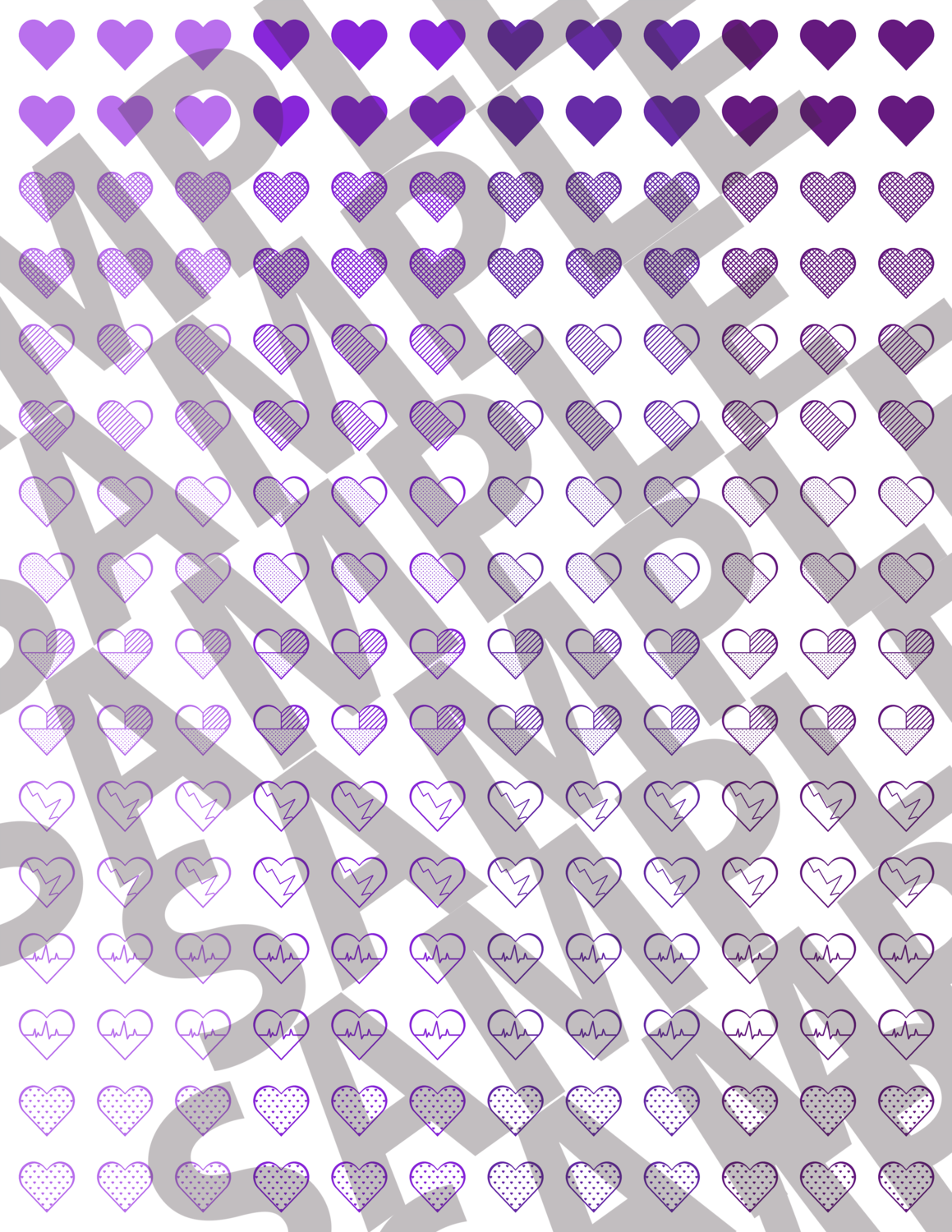 Purple - Half Inch Hearts