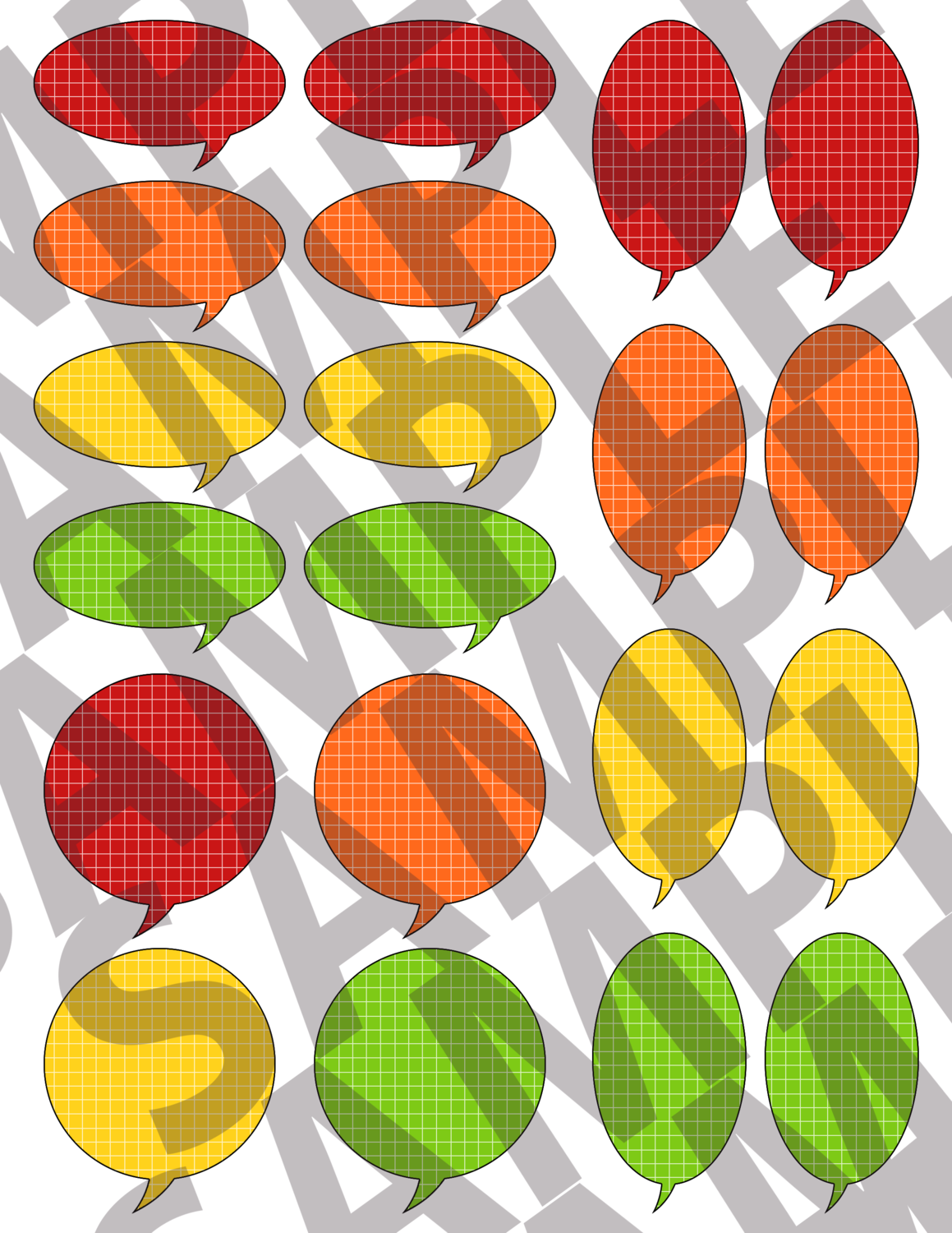 Apples & Oranges - Round Grid Speech Bubbles