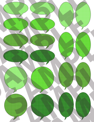Green - Round Grid Speech Bubbles